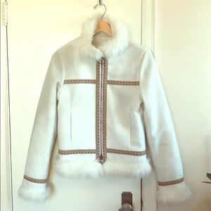 Buffalo white bomber jacket with trim